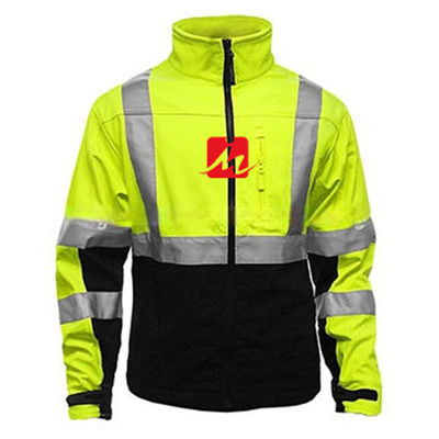 EN471 Yüksek Görünürlüklü Giysiler Softshell Yansıtıcı Güvenlik Ceketi İş Kıyafeti