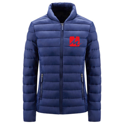 Aşağı Hafif Şişme Ceket Şehir Günlük Pamuklu Yaka Cep Polyester Fermuarlı Ceket Aşınmaya Dayanıklı