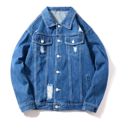 Polyester Pamuklu Nakış Kot Ceketler Streetwear Casual Sürme Ceketi