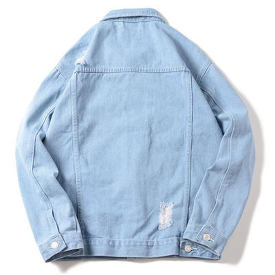 Polyester Pamuklu Nakış Kot Ceketler Streetwear Casual Sürme Ceketi
