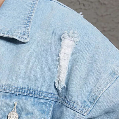 Polyester Pamuklu Nakış Kot Ceketler Streetwear Casual Sürme Ceketi