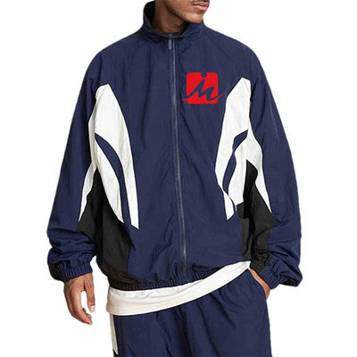 Erkekler Su Geçirmez Rüzgarlık Ceketler Polyester Zip Up Colorblock Eşofman Ceketi